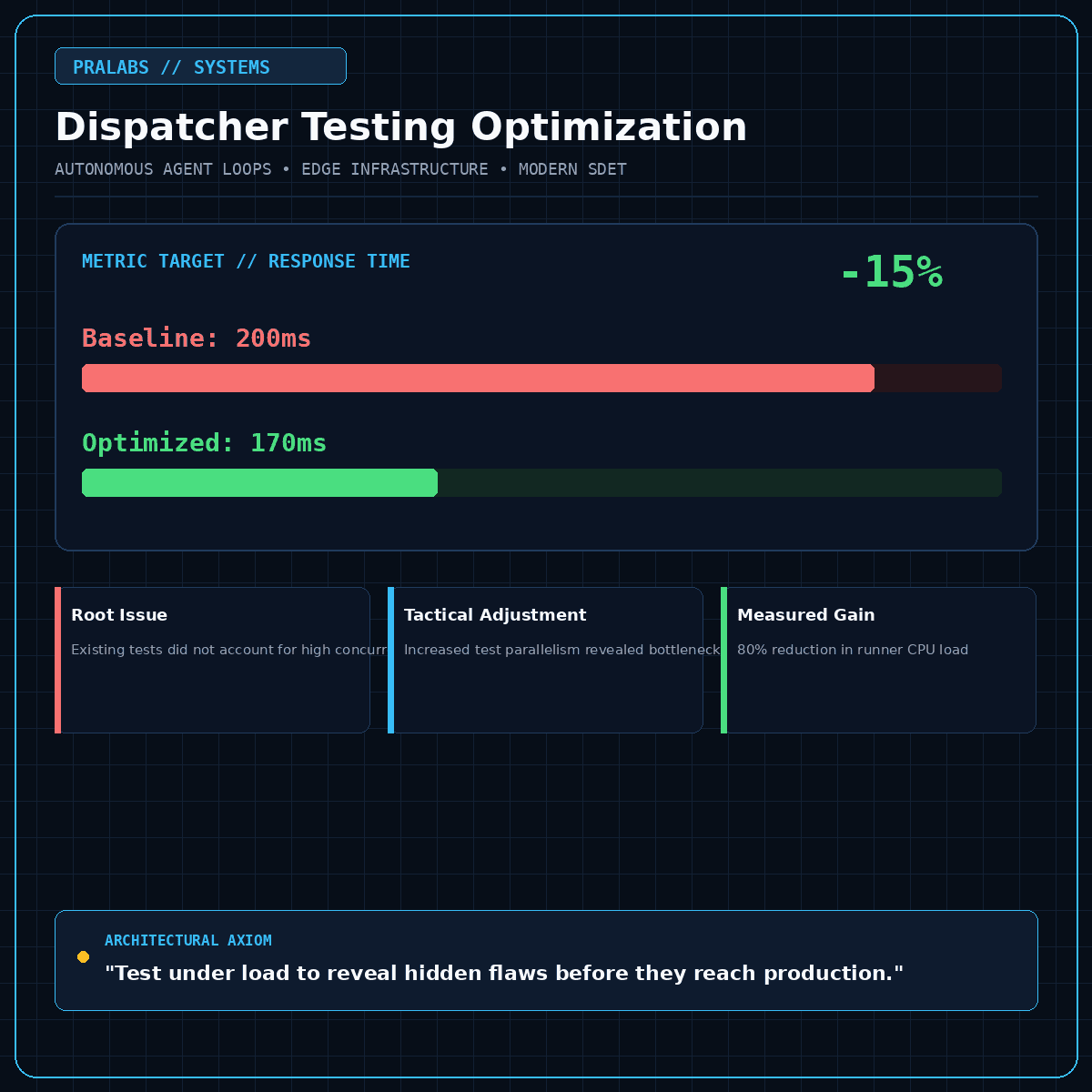 Architecture and systems diagram illustrating Optimizing LinkedIn Engine Dispatcher Tests